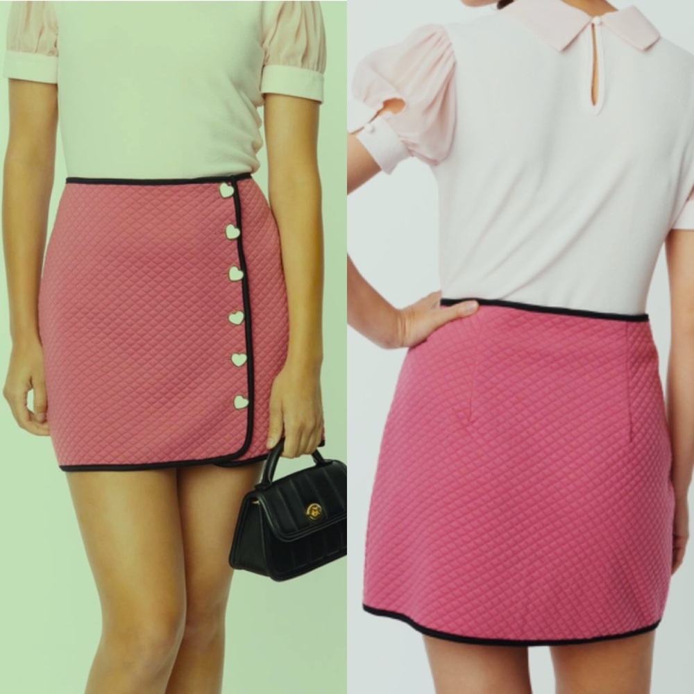 New Smak Parlour Rose Quilted & Heart Buttons Mini Skirt-Size 3X